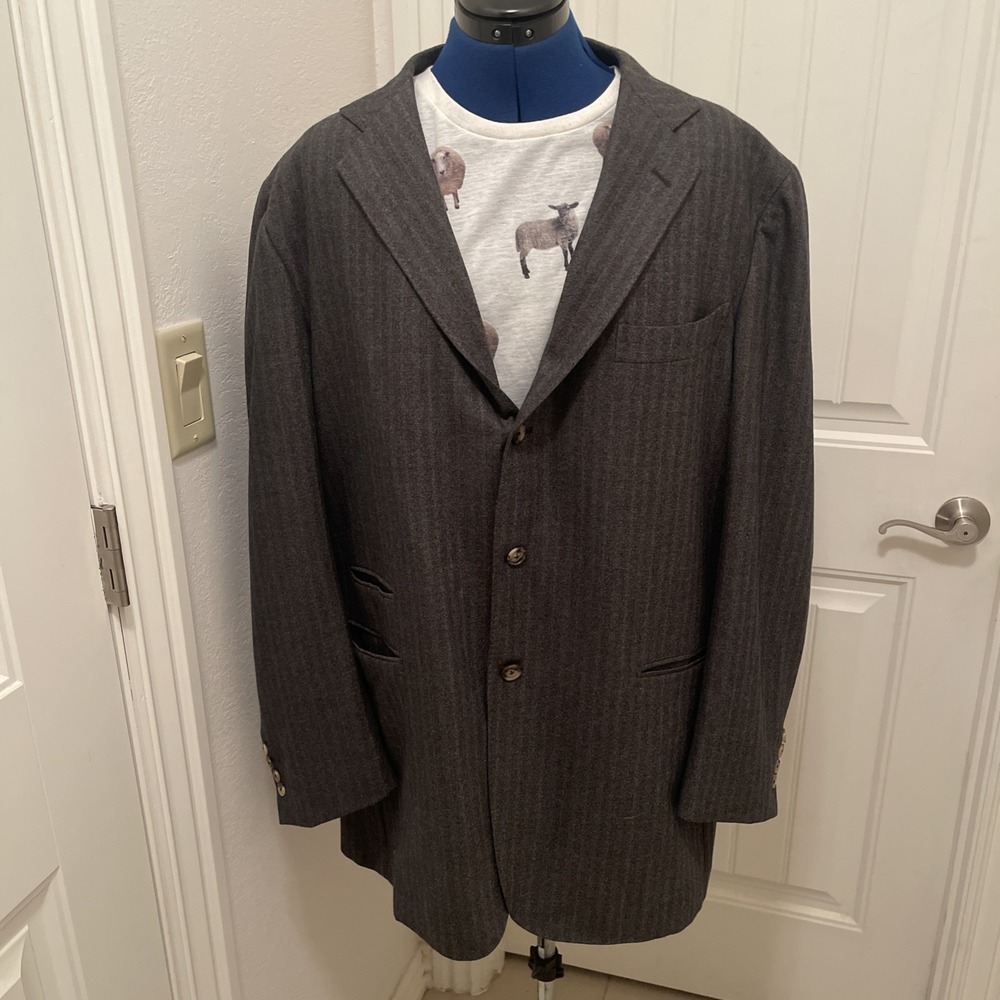 Luciano Barbera Hand Made In Italy 100% Wool 3 Button Sports Jacket Men's 58 EUC